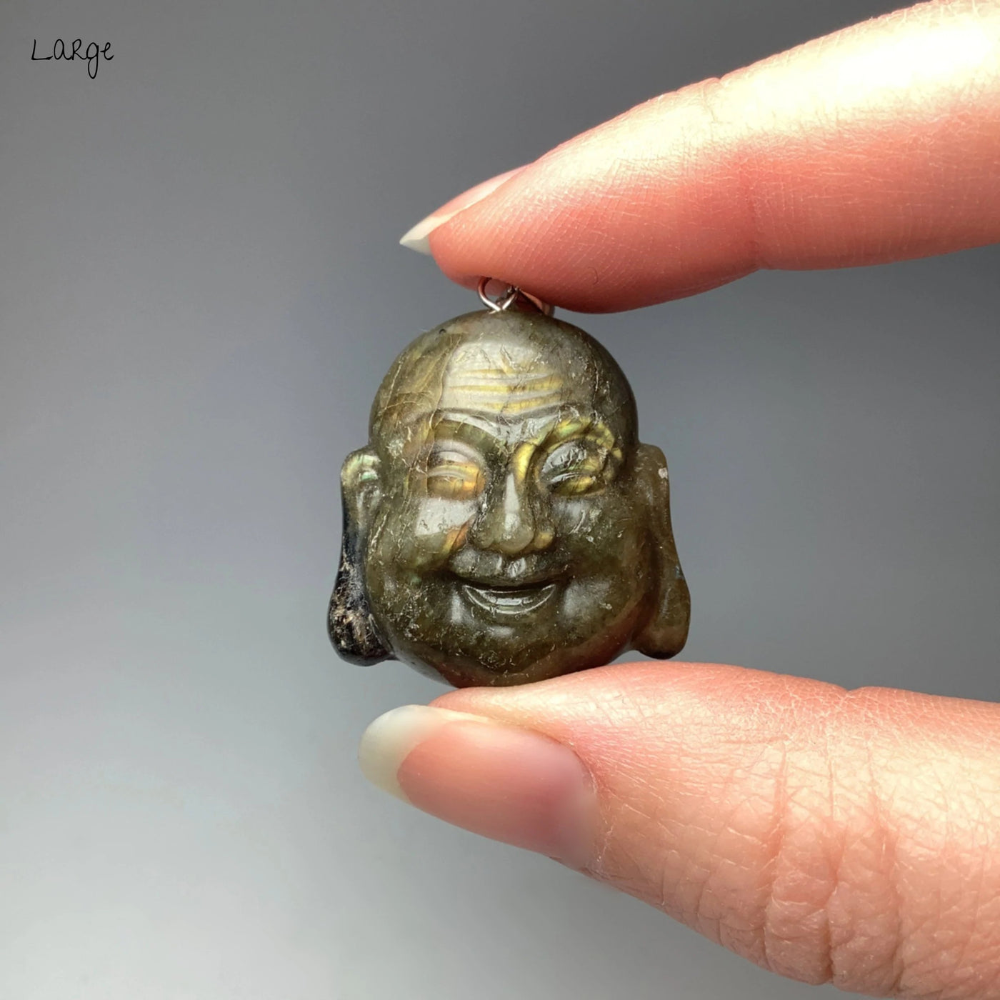 Labradorite Happy Buddha Head Pendant