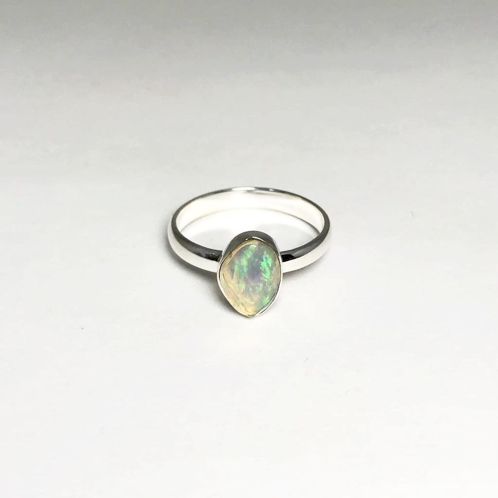 Faceted Ethiopian Fire Opal Ring