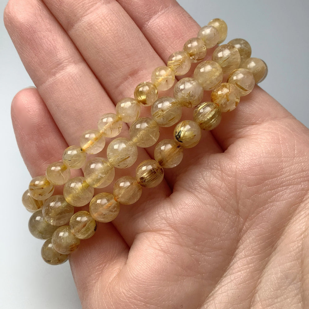 Rutilated Quartz Beaded Bracelet - Rocks and Gems Canada