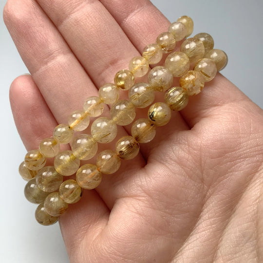 Rutilated Quartz Beaded Bracelet - Rocks and Gems Canada