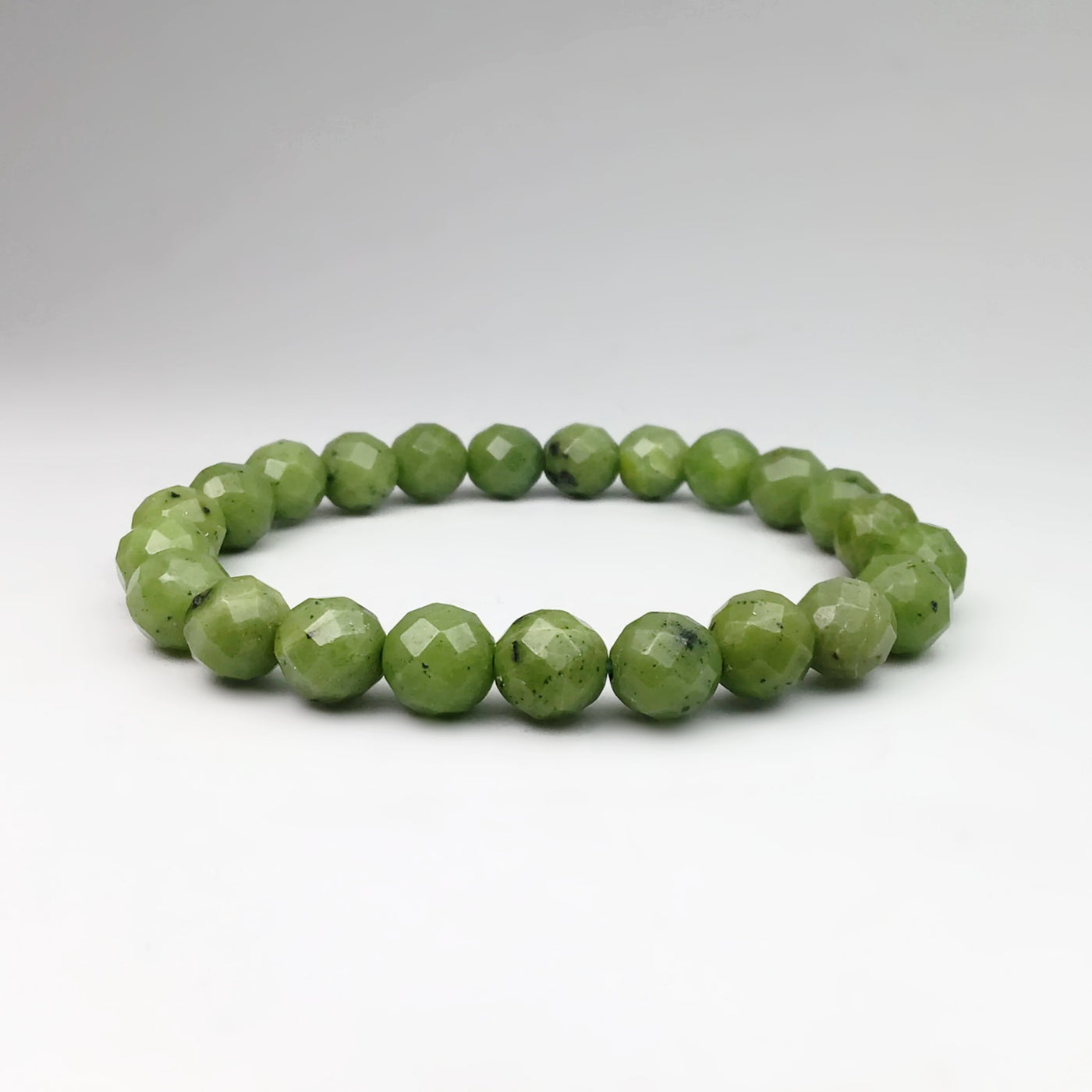 Canadian Jade Faceted Beaded Bracelet - High Quality