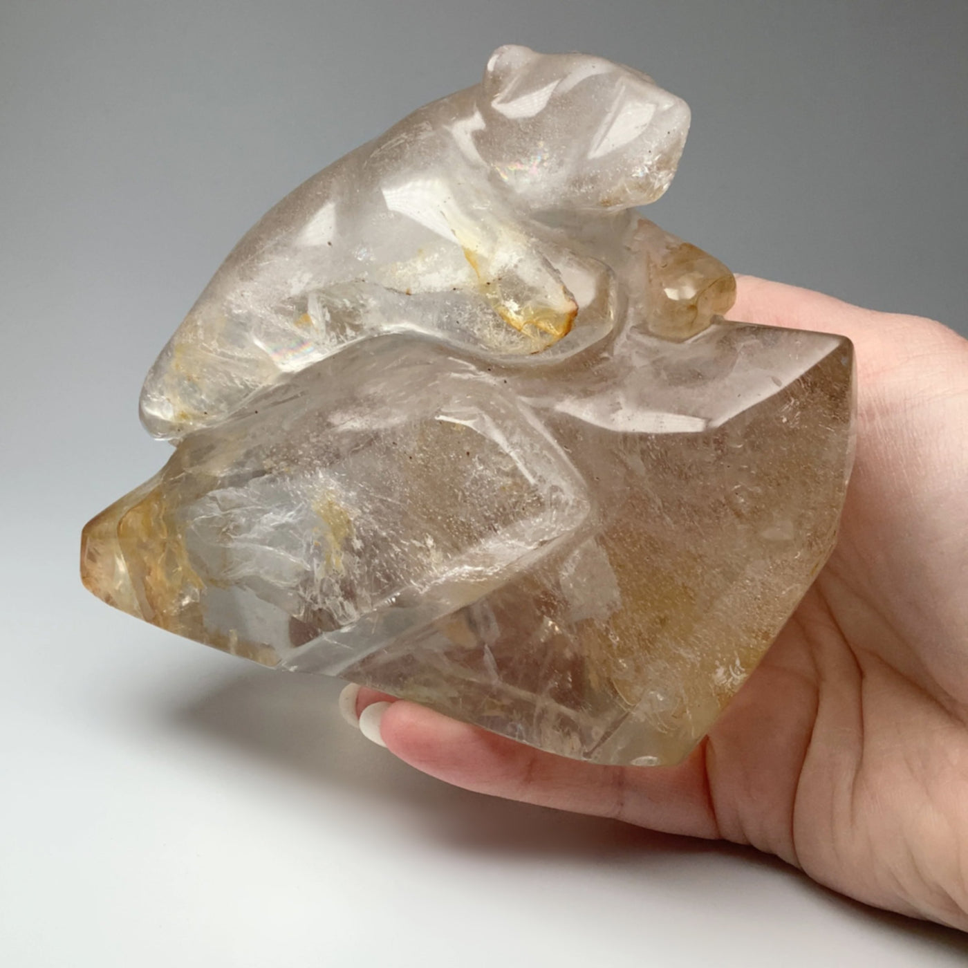 Hematoid Quartz Bear Carving