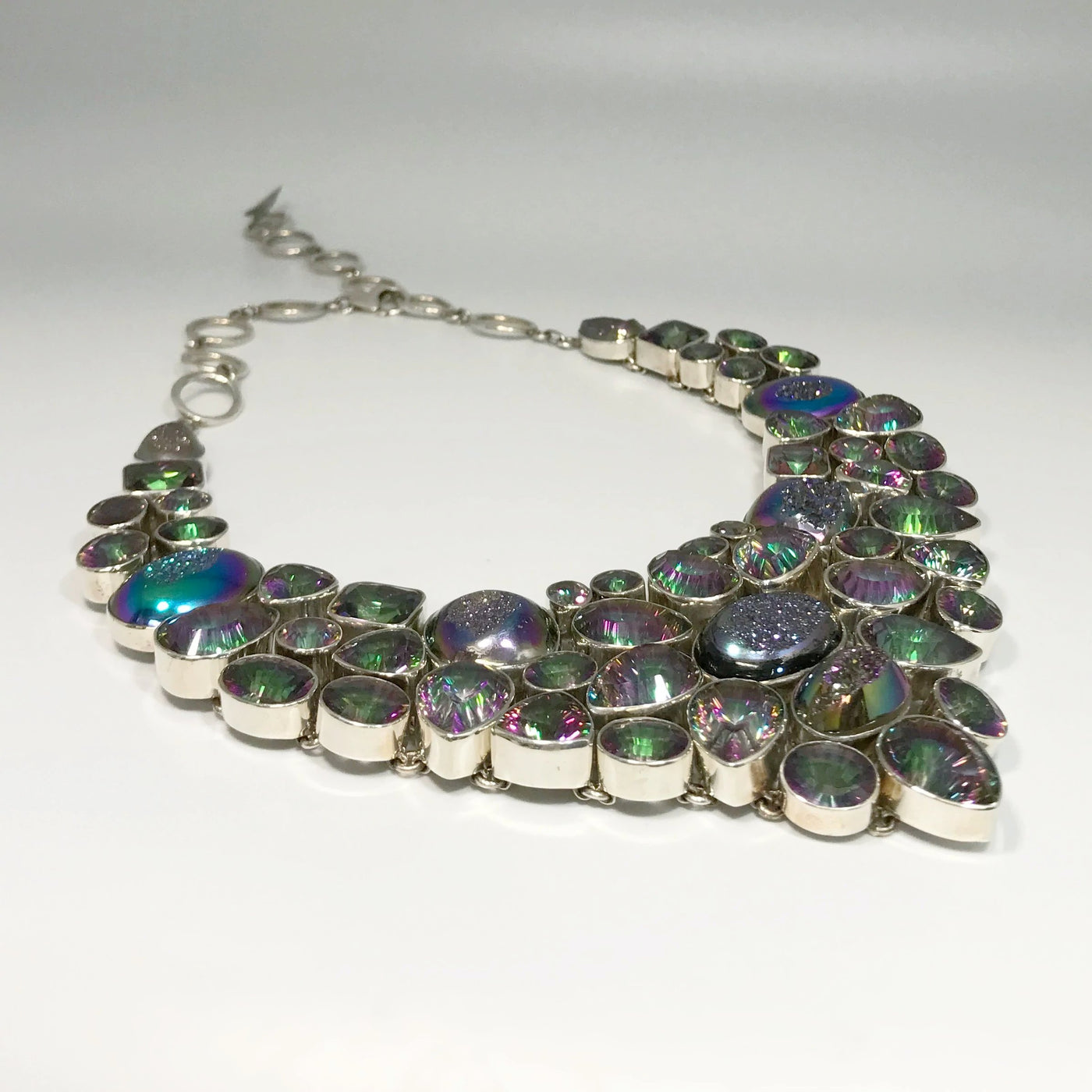 Mystic Topaz and Druzy Necklace and Earrings Set