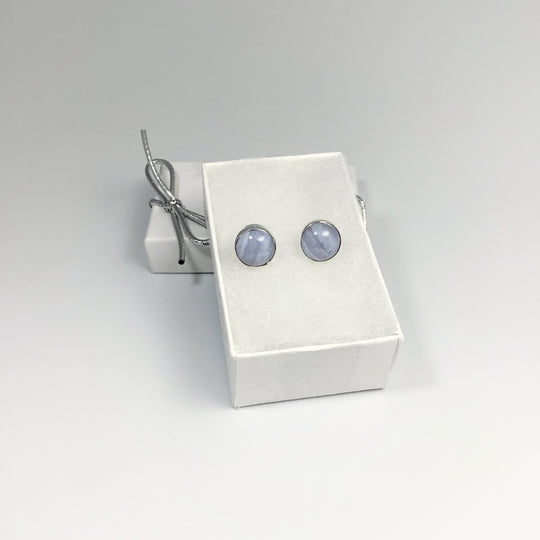 Blue Lace Agate Stud Earrings - Rocks and Gems Canada