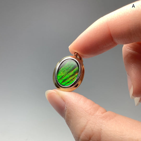 Alberta Ammolite 14K Gold Pendant - Rocks and Gems Canada