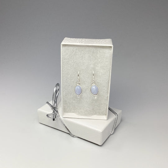 Blue Lace Agate Dangle Earrings - Rocks and Gems Canada