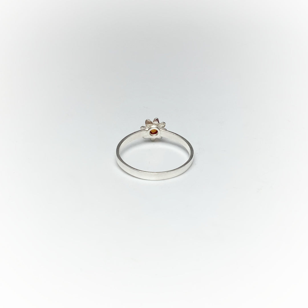 Cognac Amber Flower Ring - Rocks and Gems Canada