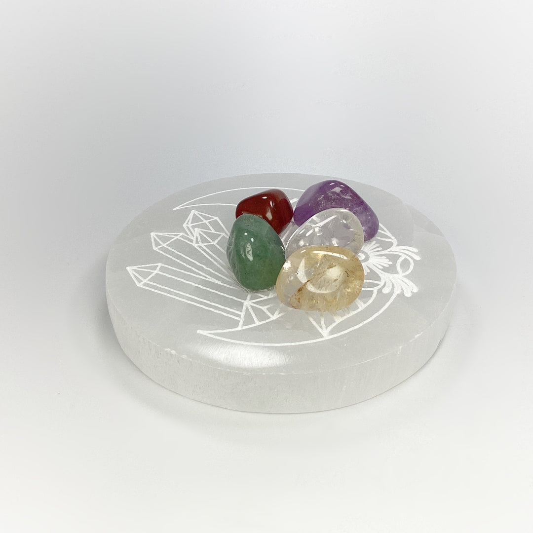 Selenite Round Crystal Charging Plate - Rocks and Gems Canada