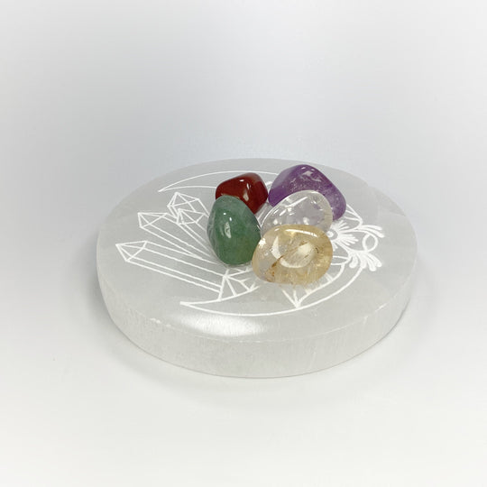 Selenite Round Crystal Charging Plate - Rocks and Gems Canada