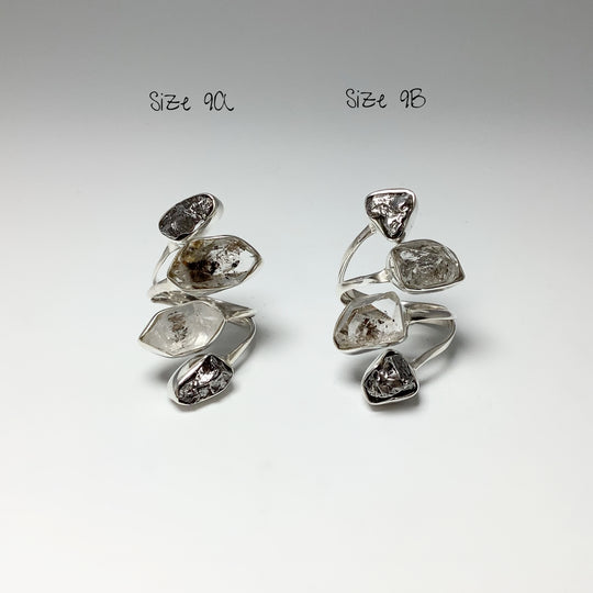 Campo Del Cielo Meteorite and Herkimer Diamond Adjustable Ring - Rocks and Gems Canada
