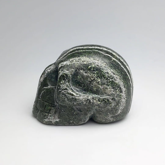 Carved Green Zebra Jasper Skull - Rocks and Gems Canada
