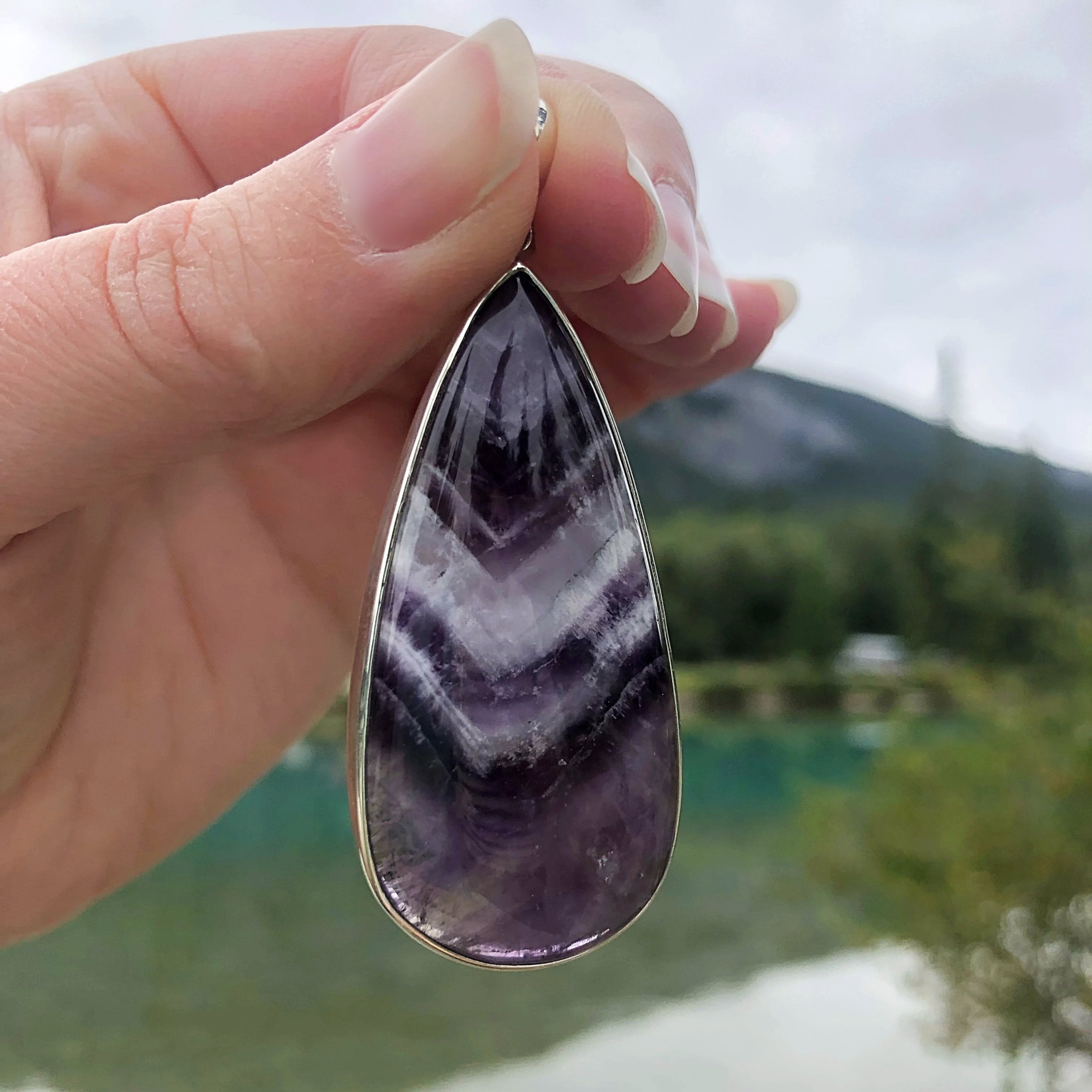 Chevron Amethyst Pendant - Rocks and Gems Canada
