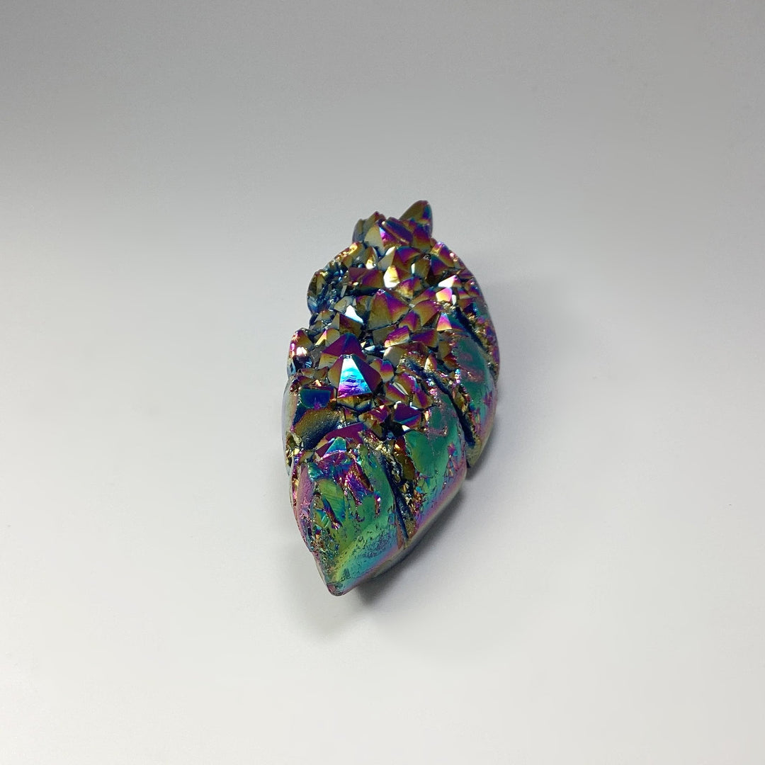 Rainbow Amethyst Druze Cluster Leaf Carving - Rocks and Gems Canada