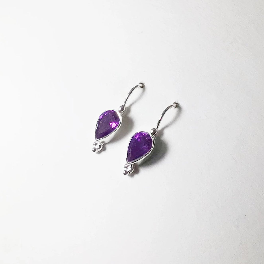 Amethyst Faceted Dangle Earrings - Rocks and Gems Canada