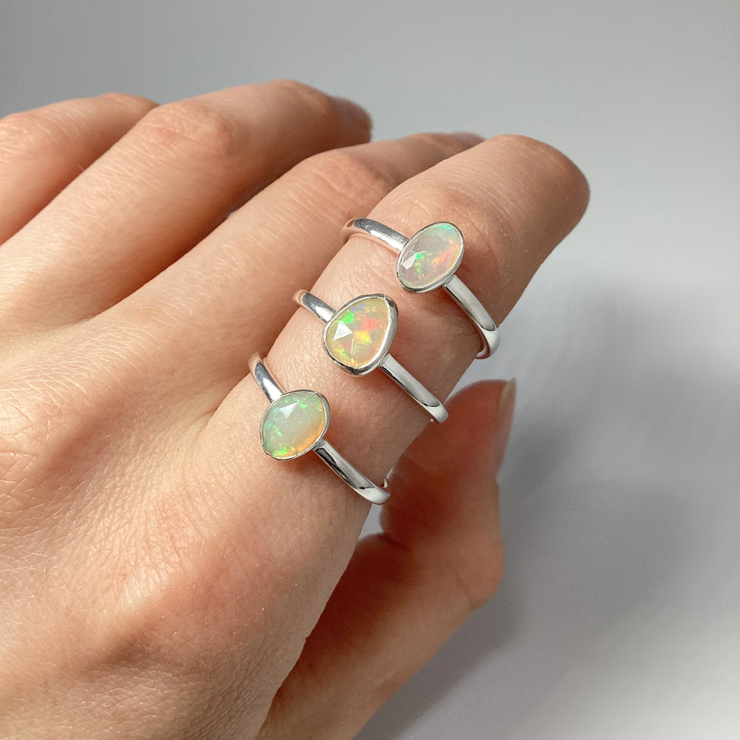 Faceted Ethiopian Fire Opal Ring - Rocks and Gems Canada