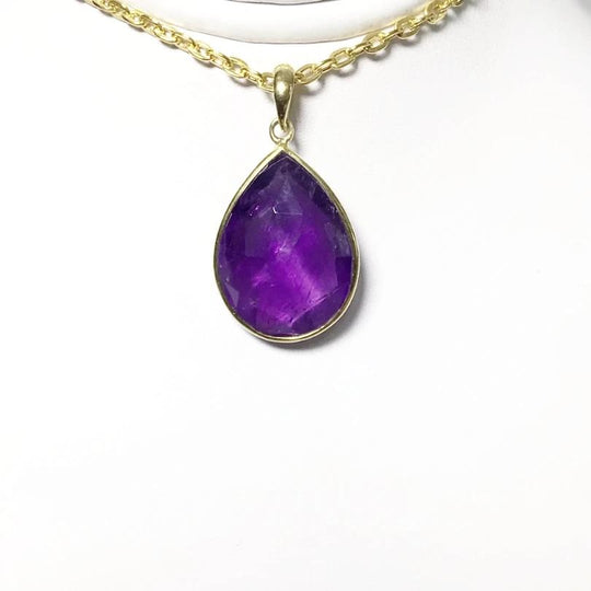 Gold Finish Amethyst Pendant - Rocks and Gems Canada