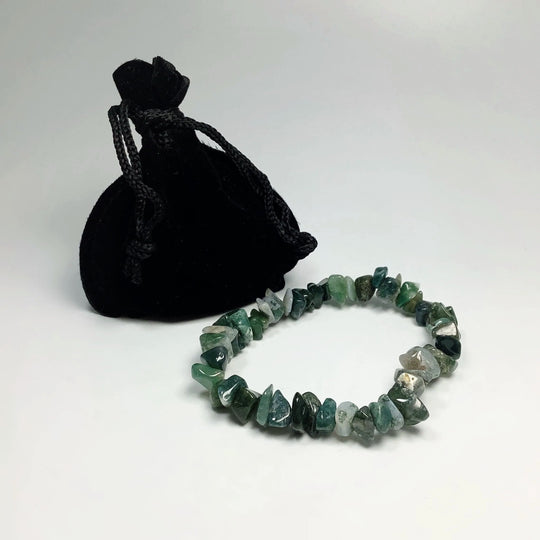 Moss Agate Chip Beaded Bracelet - Rocks and Gems Canada