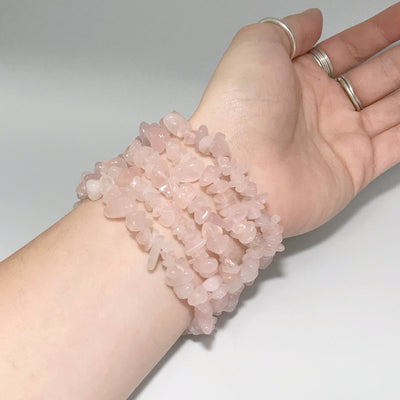 Rose Quartz Chip Beaded Bracelet
