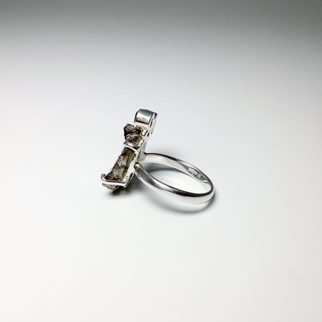 Campo Del Cielo Meteorite, Green Amethyst and Smoky Quartz Ring - Rocks and Gems Canada