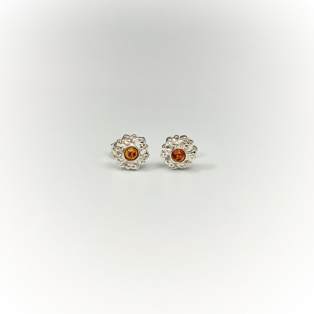 Cognac Amber Stud Earrings - Rocks and Gems Canada