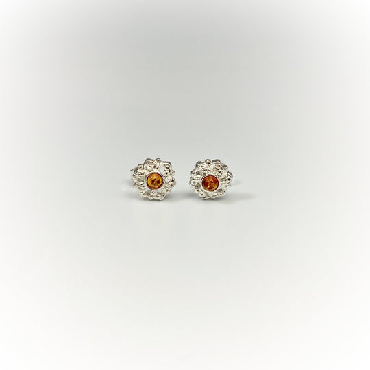 Cognac Amber Stud Earrings - Rocks and Gems Canada