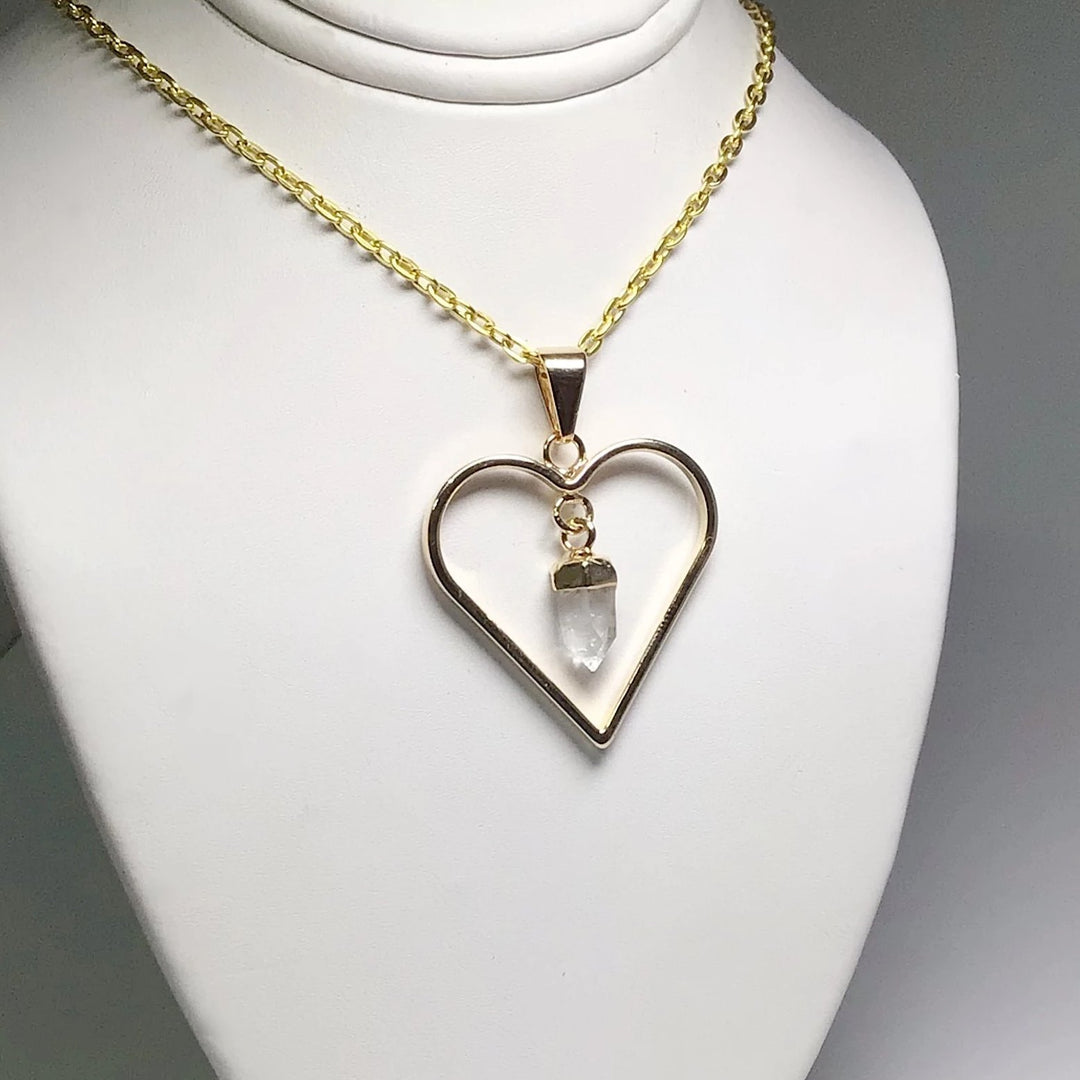 Heart Necklace with Quartz - Rocks and Gems Canada