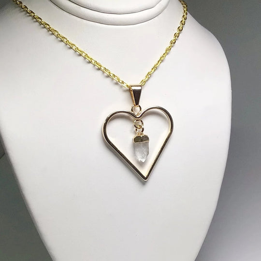 Heart Necklace with Quartz - Rocks and Gems Canada