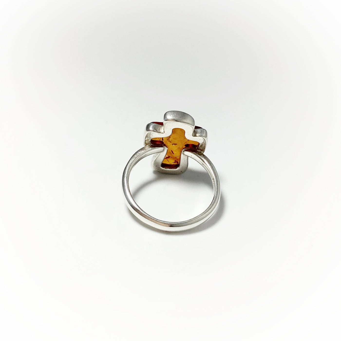 Cognac Amber Cross Ring