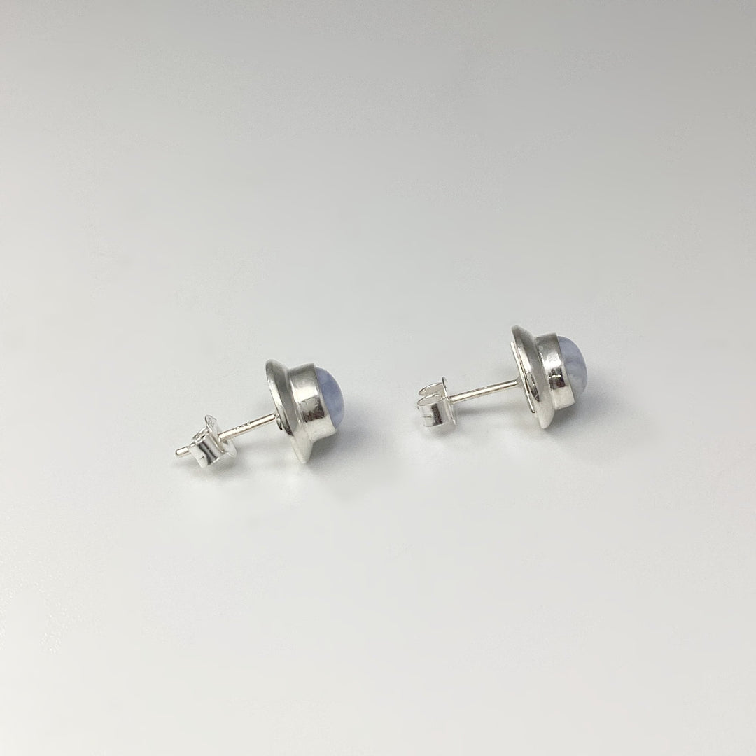 Blue Lace Agate Stud Earrings - Rocks and Gems Canada