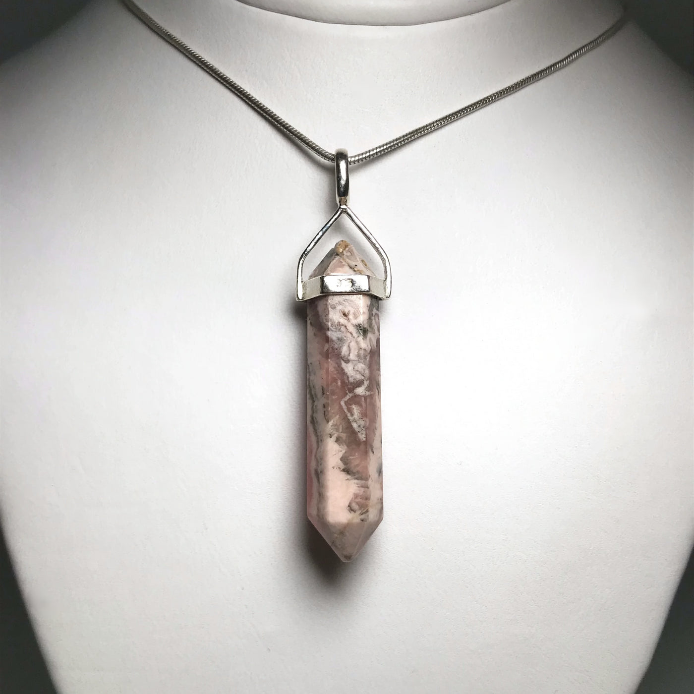 Rhodocrosite Double Terminated Point Pendant