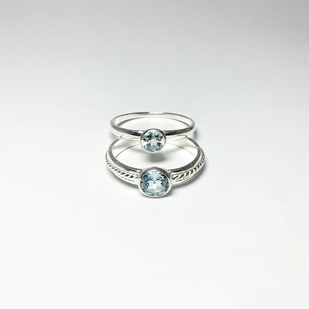 Double Ring Set - Blue Topaz - Rocks and Gems Canada