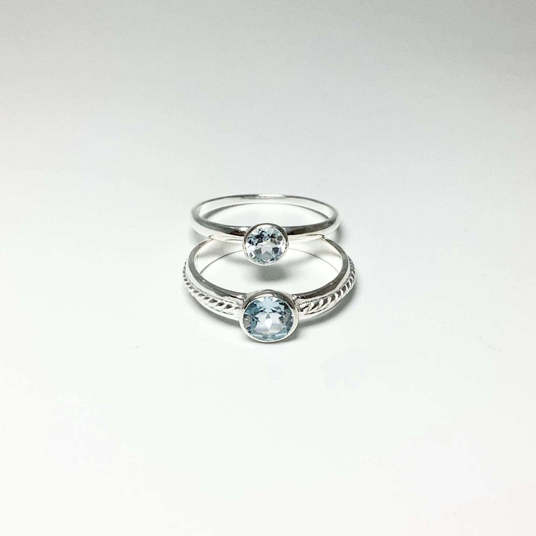 Double Ring Set - Blue Topaz - Rocks and Gems Canada