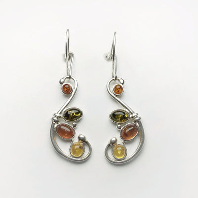 Mixed Amber Dangle Earrings