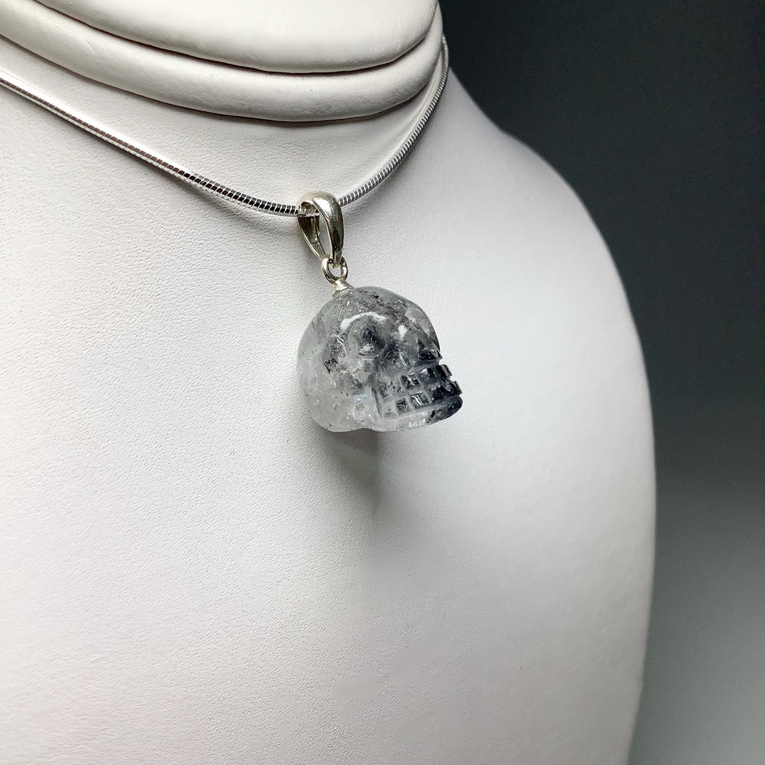 Tourmalated Quartz Skull Pendant - Rocks and Gems Canada