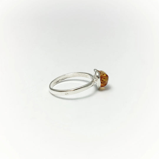 Cognac Amber Heart Ring - Small Sizes - Rocks and Gems Canada