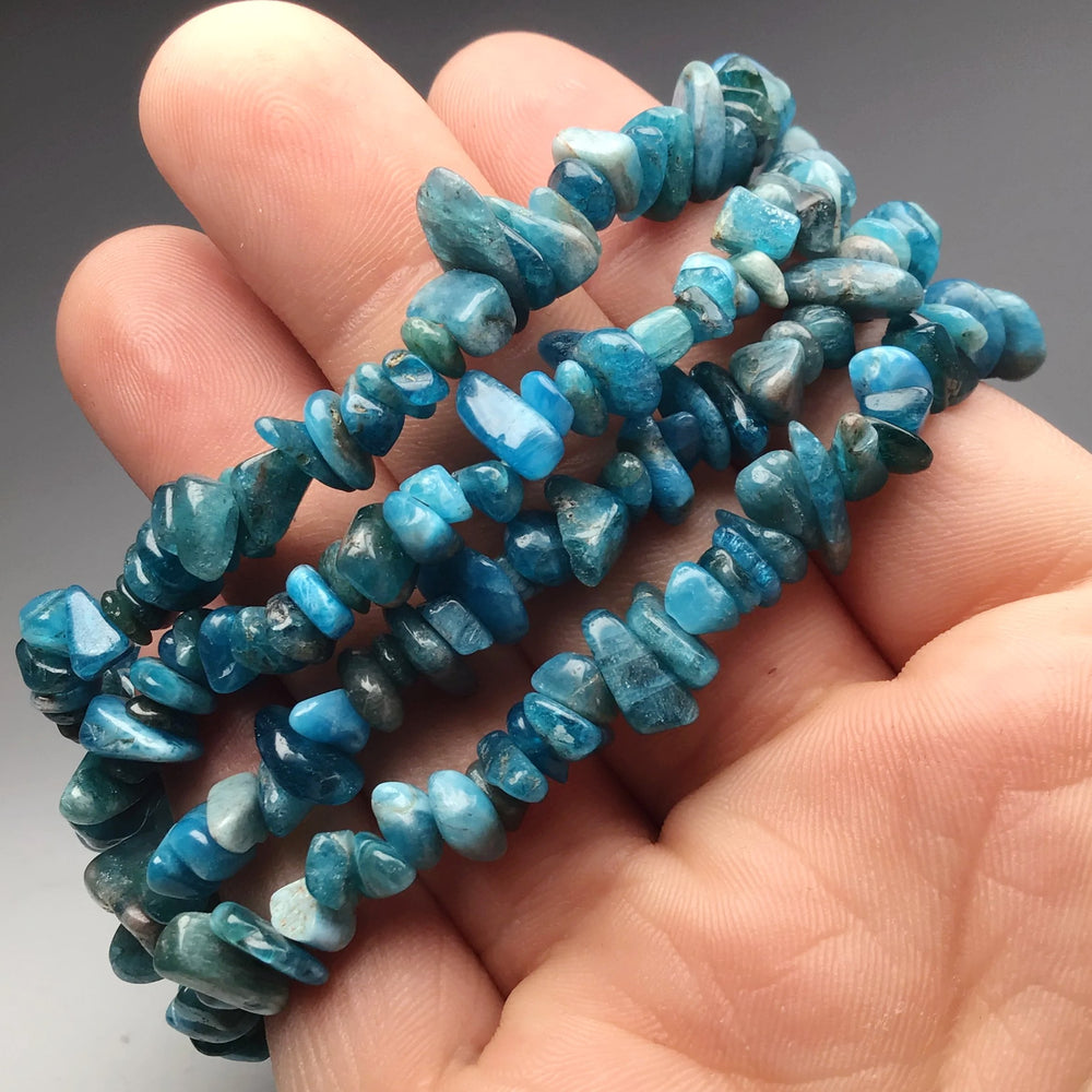 Blue Apatite Chip Beaded Bracelet - Rocks and Gems Canada