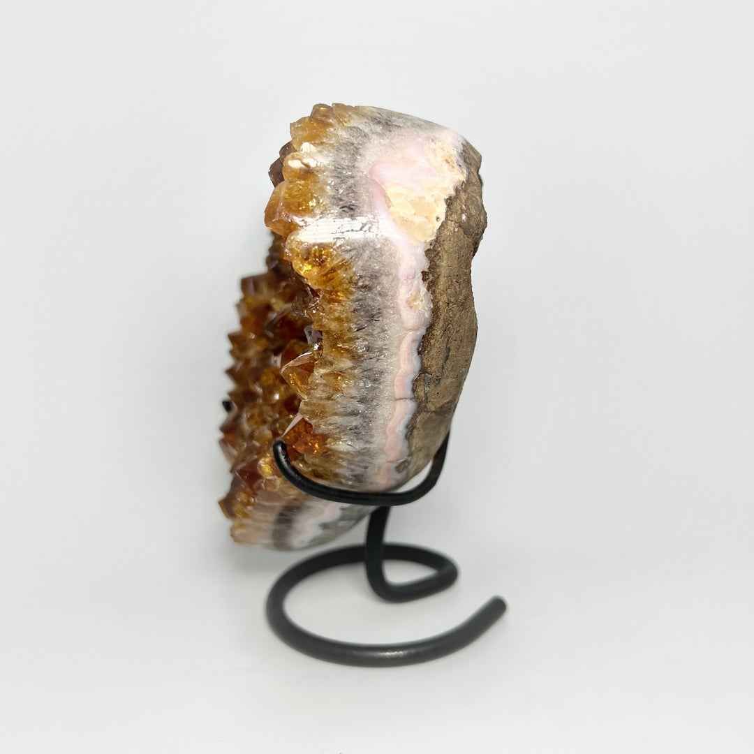 Citrine Druze Cluster Heart On Stand - Rocks and Gems Canada