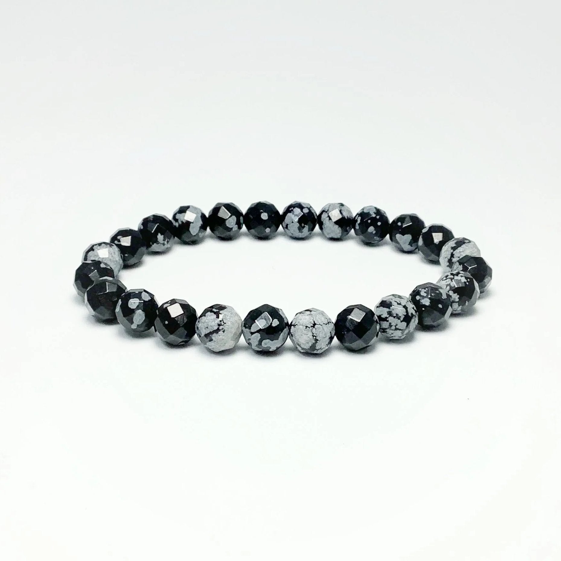 Snowflake Obsidian Faceted Beaded Bracelet - Rocks and Gems Canada
