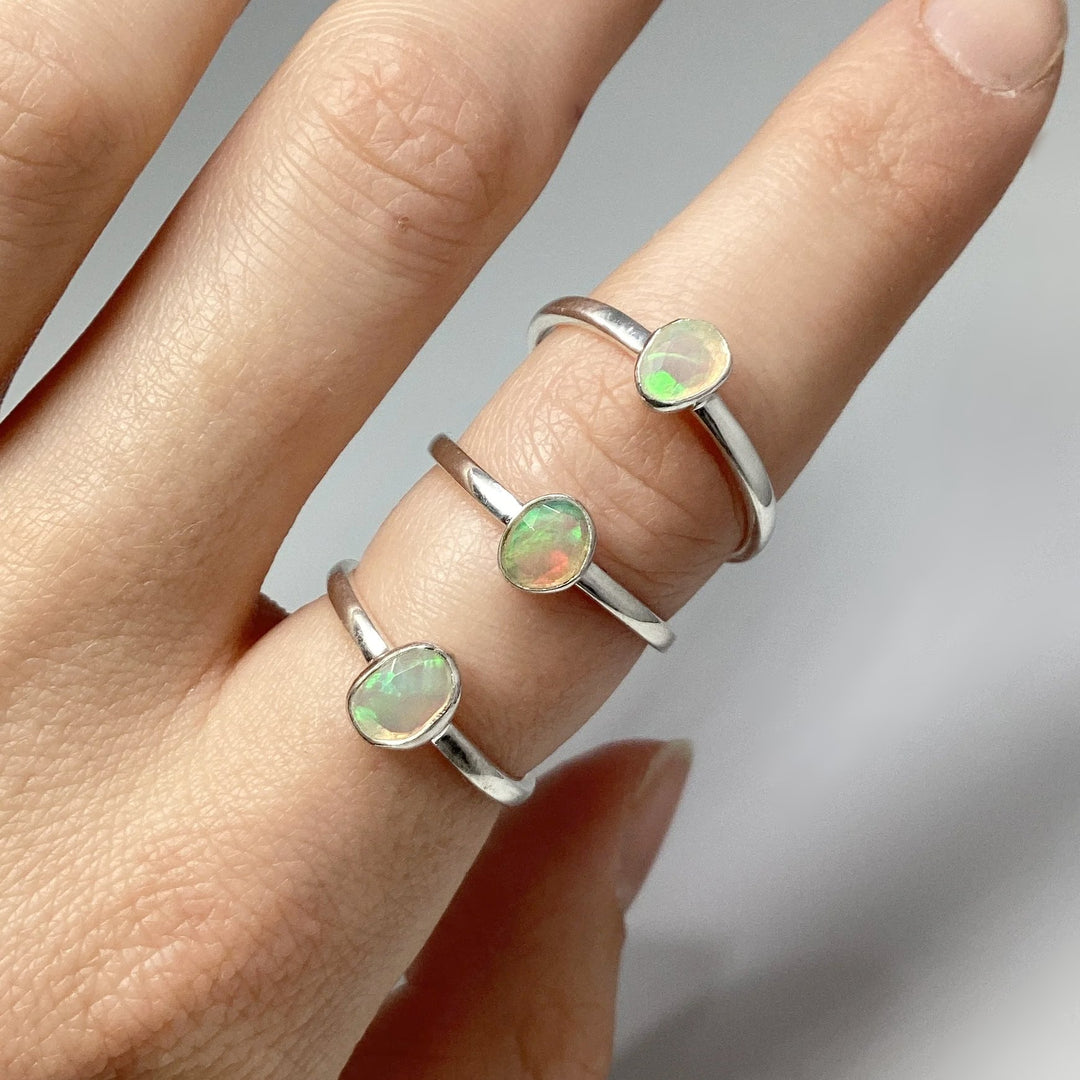 Faceted Ethiopian Fire Opal Ring - Rocks and Gems Canada