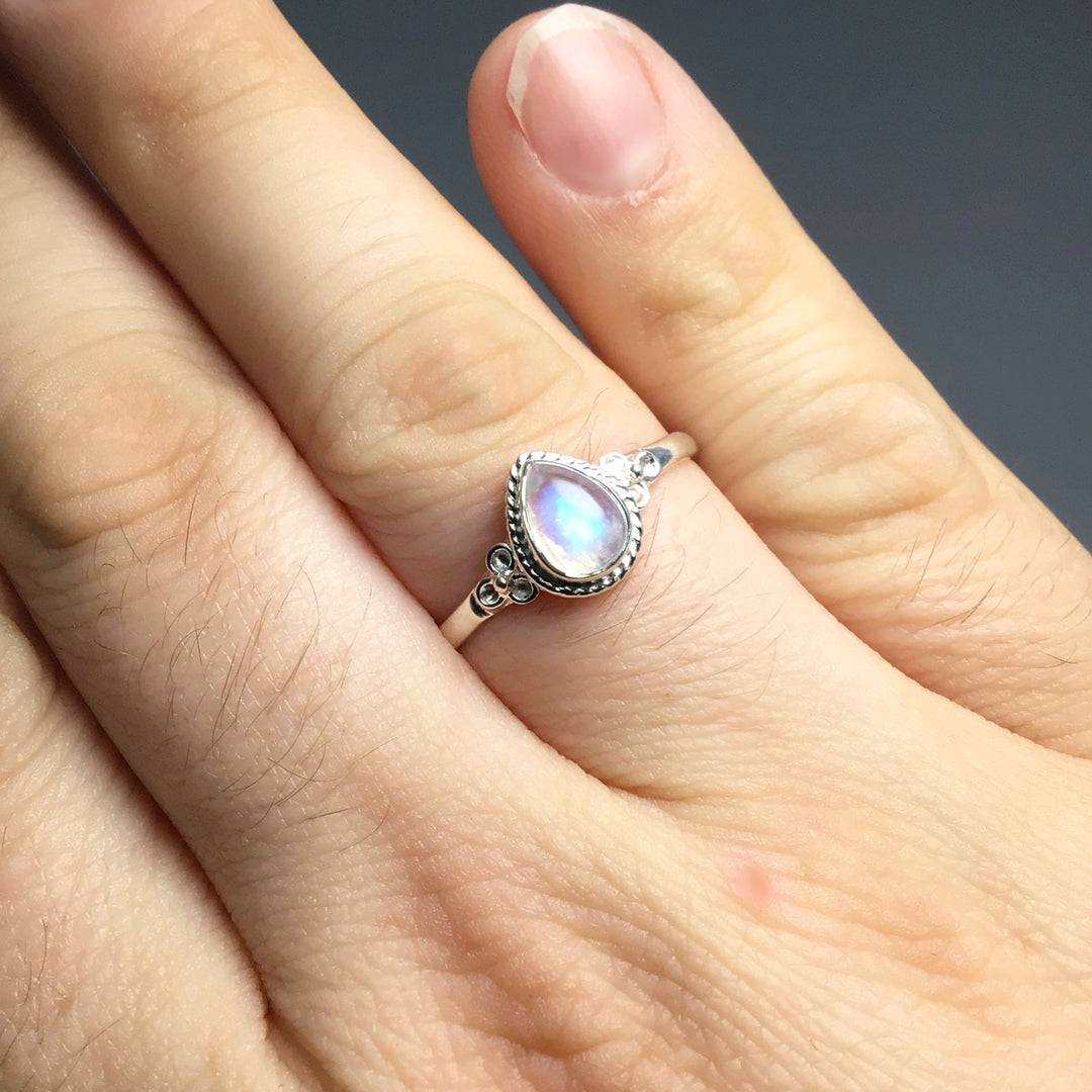Rainbow Moonstone Ring - Rocks and Gems Canada
