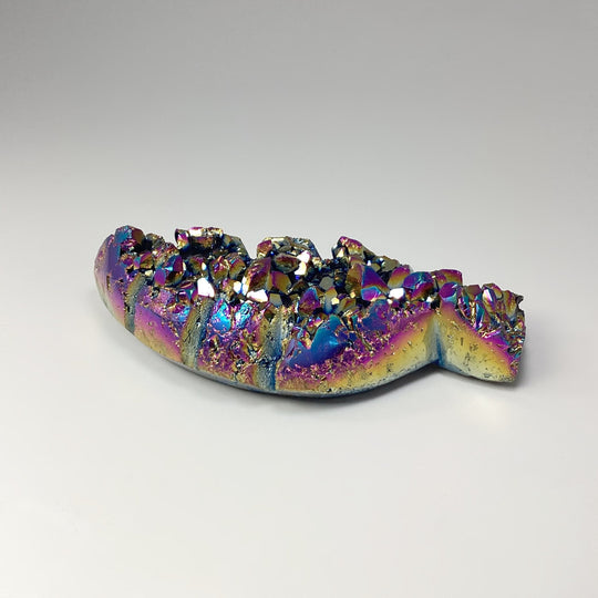 Rainbow Amethyst Druze Cluster Leaf Carving - Rocks and Gems Canada