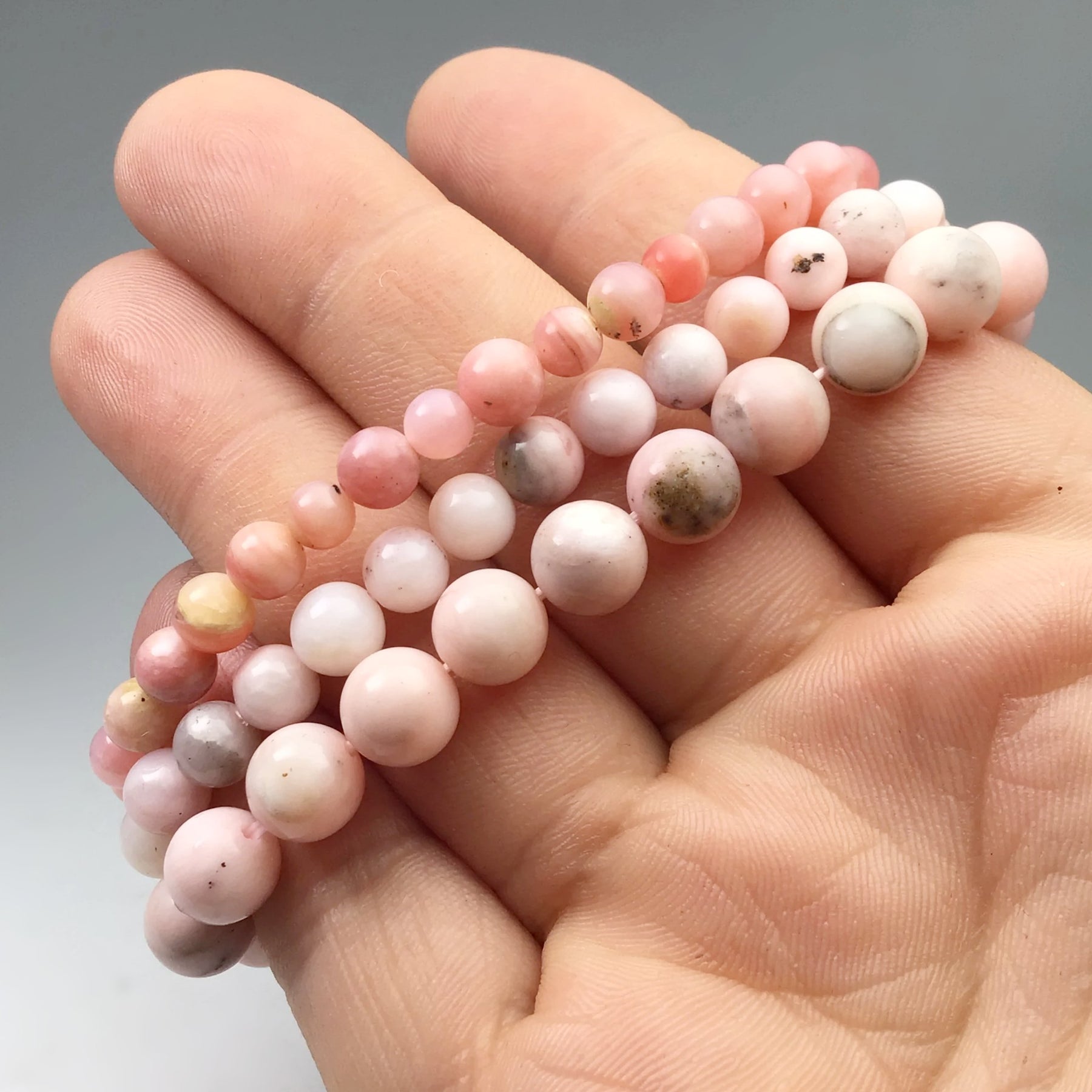 Pink Peruvian Opal Beaded Bracelet 6mm Light Pink