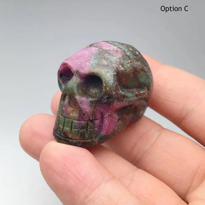 Carved Ruby Fuchsite Skull at $75 Each