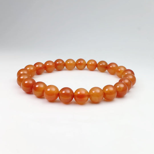 Light Carnelian Agate Beaded Bracelet - 8mm - Rocks and Gems Canada