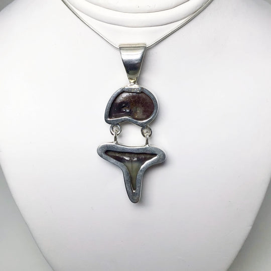 Fossilized Shark Tooth with Ammonite Pendant - Rocks and Gems Canada