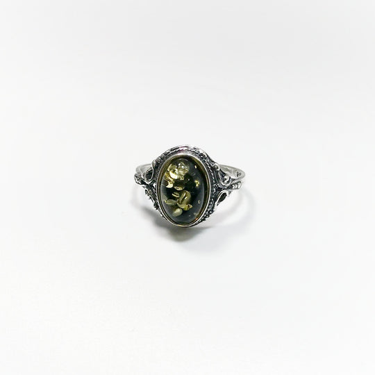 Green Amber Ring - Rocks and Gems Canada