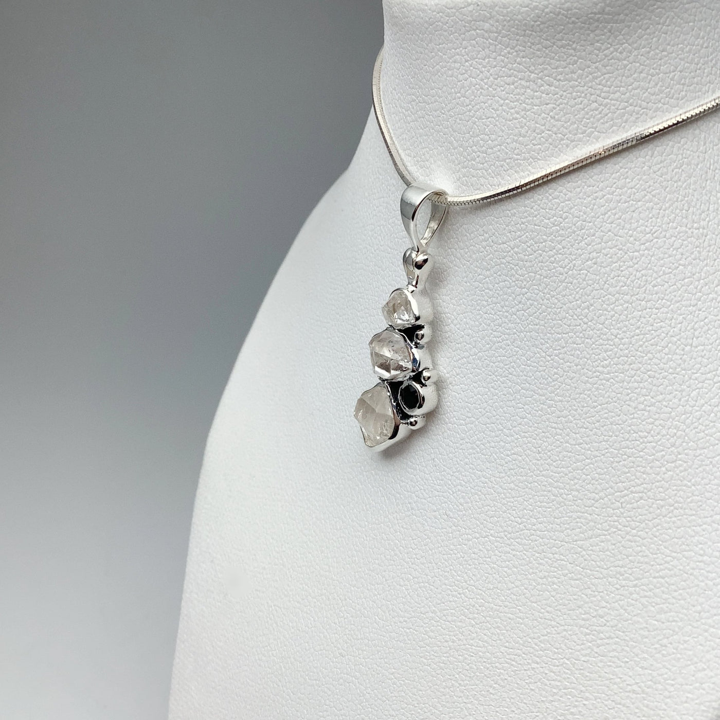 Herkimer Diamond and Black Onyx Pendant