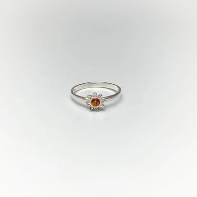 Cognac Amber Flower Ring