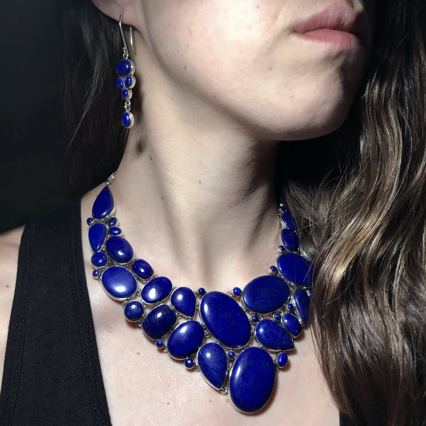 Lapis Lazuli Necklace and Earrings Set