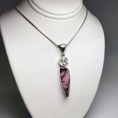 Rhodonite and Clear Topaz Pendant